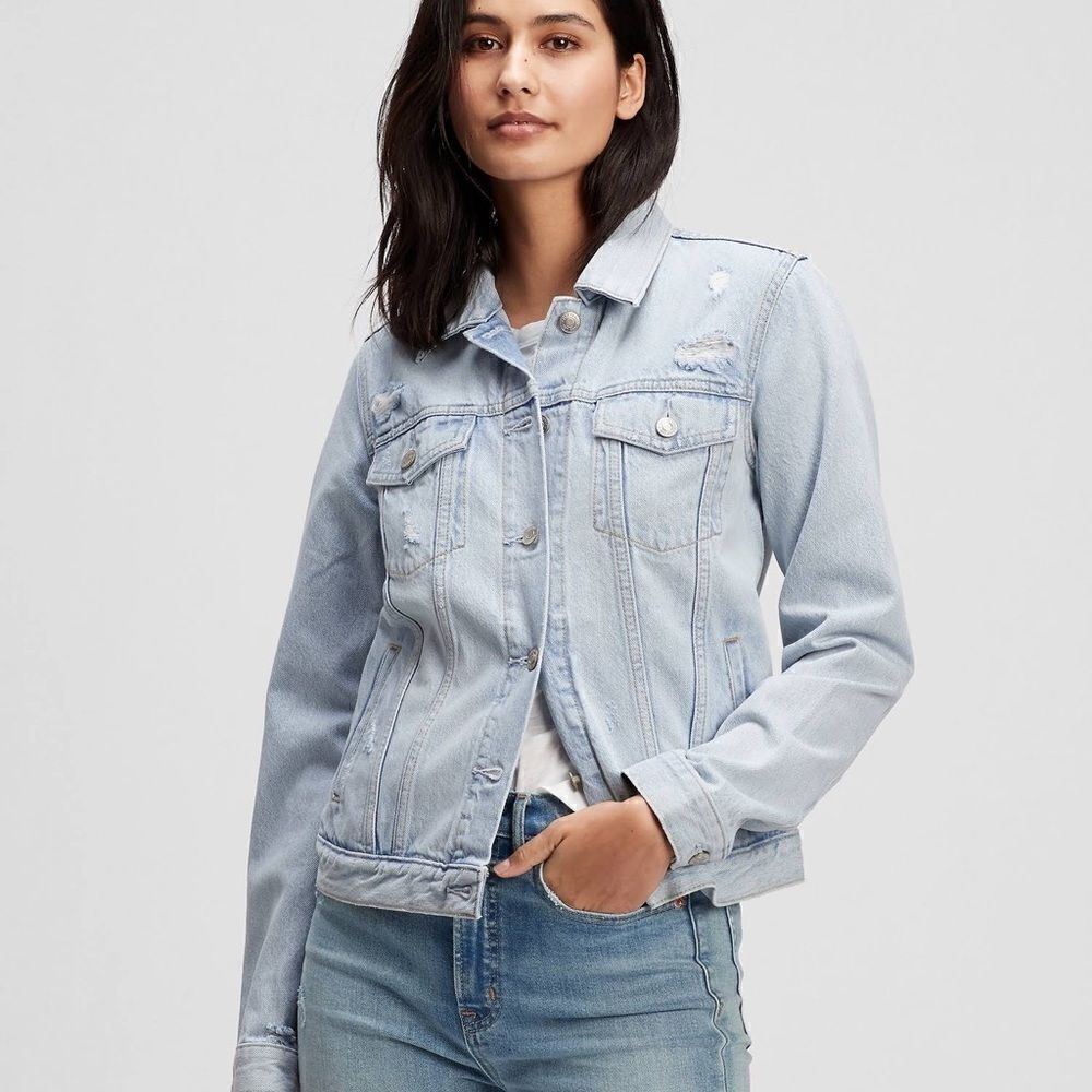 Gap Denim Light Wash Distressed Jean Jacket